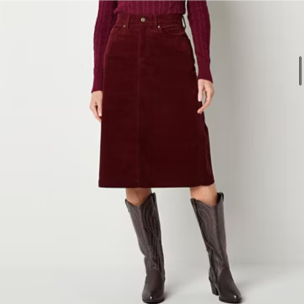 St. John's Bay Womens High Rise Midi A-Line Skirt